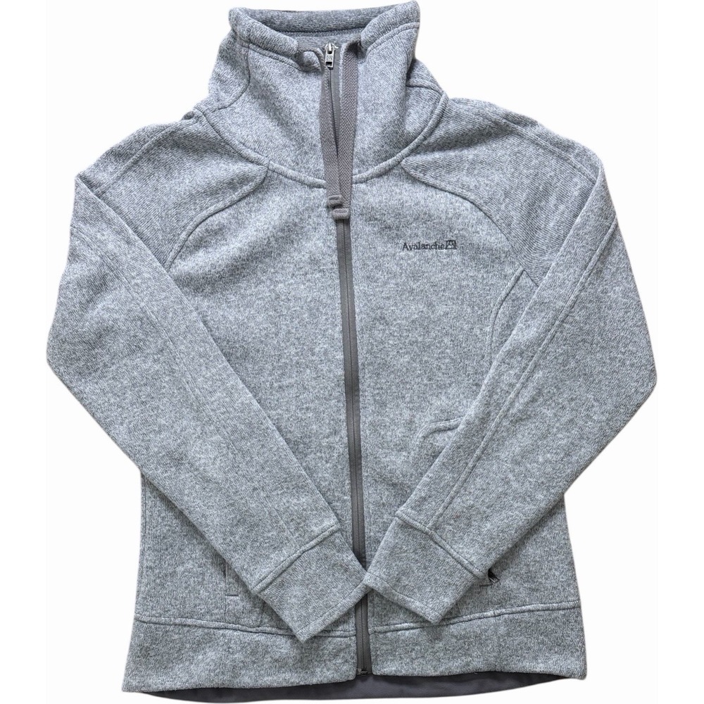 Avalanche Womens Thermal Knit‎ Full Zip Fleece Lined Jacket Heather Gray Size M